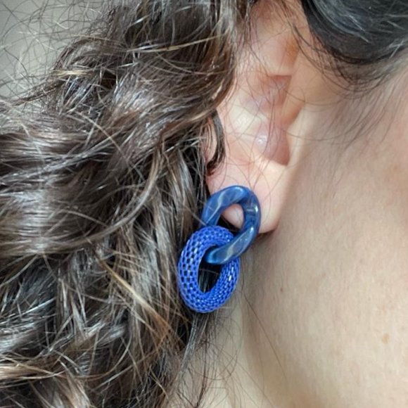Blue Acrylic earrings - Picture 4 of 5